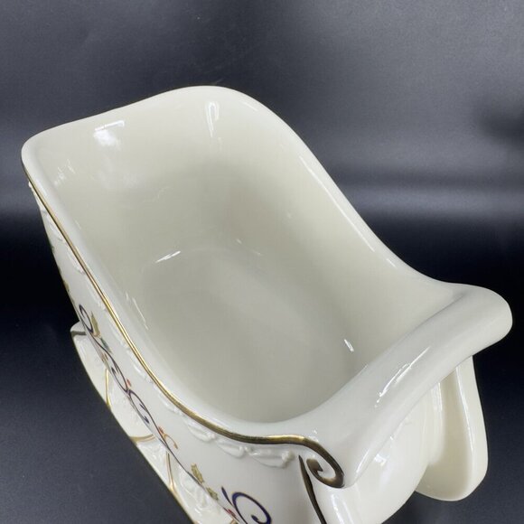 MIkasa Holiday Bloom Christmas Sleigh Centerpiece Fine China Retired New Sticker - Picture 8 of 16